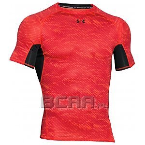 Under Armour Men`s HeatGear Armour Compression Printed Short Sleeve T-Shirt 1257477-984 czerwony 1/3