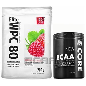 100% LABS Elite WPC 80 Instant + Fitness Authority BCAA Core 8:1:1 700g+350g  1/4