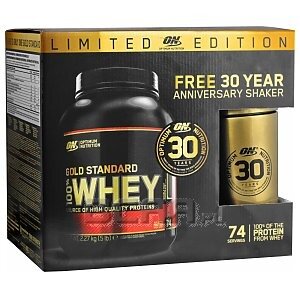 Optimum Nutrition 100% Whey Gold Standard 2270g + Złoty Shaker Stalowy GRATIS!  1/2